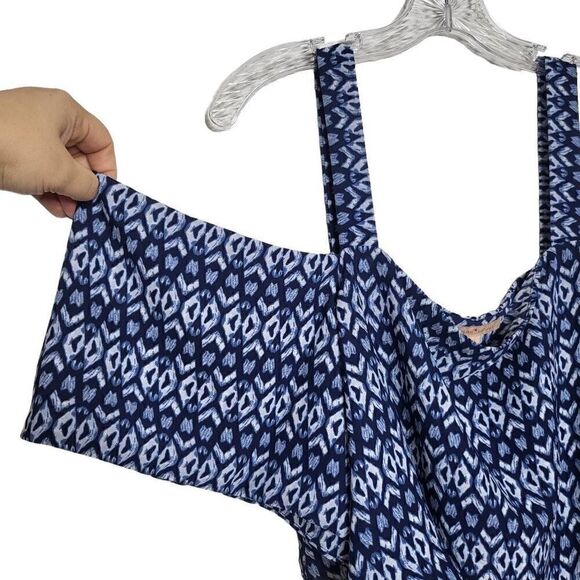 Gibson Latimer Cold Shoulder Tie Belt Blue Maxi Dress Size 1X - Picture 4 of 10